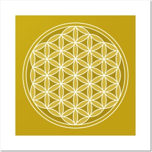 Flower of Life Golds & White Posters and Art